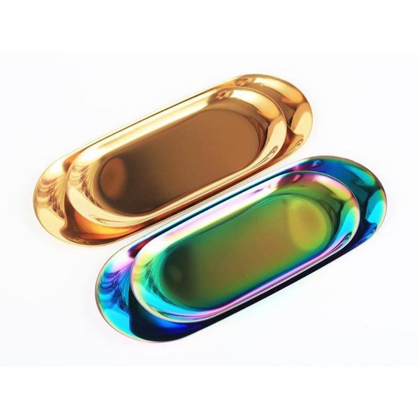 

new nordic metal storage tray rose gold plate luxurious silver oval dish fruit plate jewelry display tray serving platter