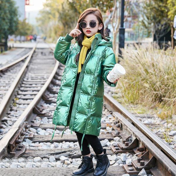 

хлопок пальто новая зима девушки утолщенной вниз хлопка куртку с длинными рукавами с капюшоном куртки детской одежды, Blue;gray