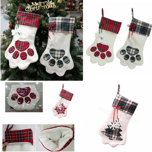 17inch Sherpa Hanging Christmas Stocking For Pet Dog Cat Large Paw