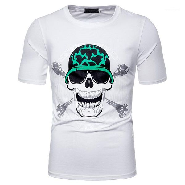 

sleeve tees males clothing mens designer skulls print tshirts fashion natural color tees casual crew neck short, White;black