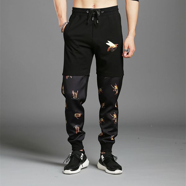 

pencil trousers pants 2019 men mens brand spring casual printed autumn bee joggers male pants sweatpants nfnva, Black
