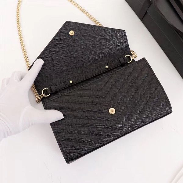

100% real leather luxury handbag purse classic design women's caviar shoulder bag ladies clutch bag messenger envelope bags