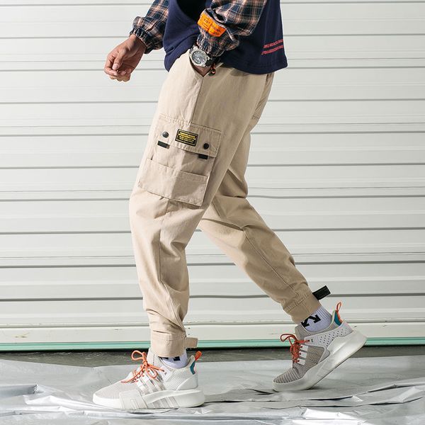 

zogaa 2020 new french cargo men pants hip hop casual joggers pants large size men's small feet sweatpants, Black