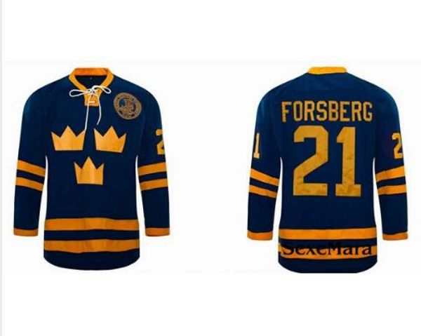 Homem de jovens personalizados Vintage Hot #21 Peter Forsberg Jersey Equipe Suécia Jersey Size S-5xl ou personalizado qualquer nome ou número