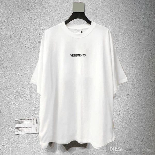 

vetements letter embroidered cotton fabric composition t-shirt men's round neck cotton short sleeve tee xs, Black;brown