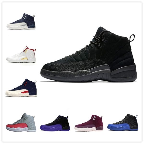 

12s navy 12 college gym men red basketball shoes michigan wings bulls flu game the master black white taxi sports trainer sneaker