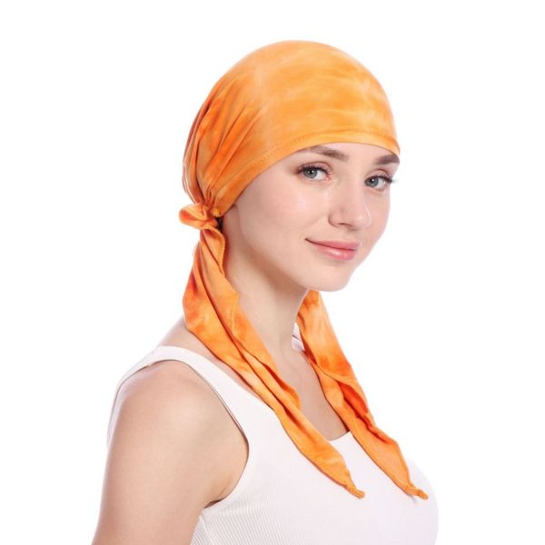 

new women cap muslim printed hijabs hats turban head scarf cap hat long tail bow bonnet wide band wrap, Red