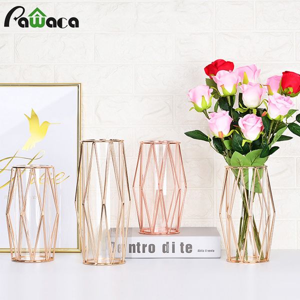 

nordic style wrought iron holder vase clear glass test tube hydroponic container flower vase flowerpot glass bottle home decor