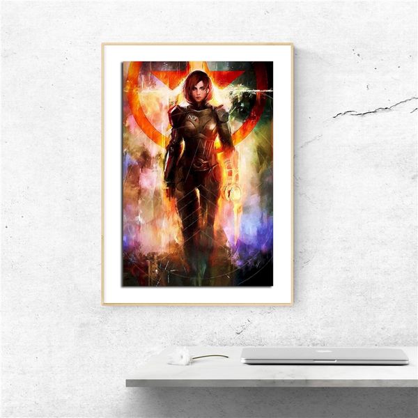 

mass effect shepard renegade hd canvas картина печати спальня home decor современные стены искусства картина маслом poster picture framework