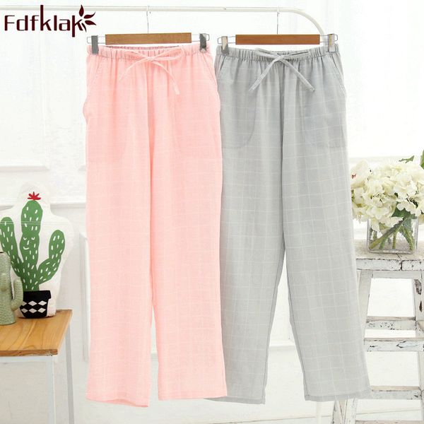 

fdfklak women sleeping pajamas pant cotton pajama pants spring summer pijamas pants sleepwear pyjama long pant home trousers, Black;red