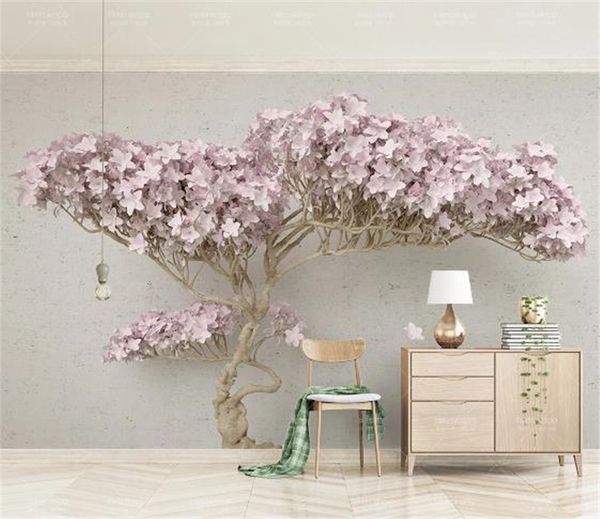 

3d bedroom wallpaper 3d bedroom picture of a blossoming tree modern tv background wall decorations wallpaper