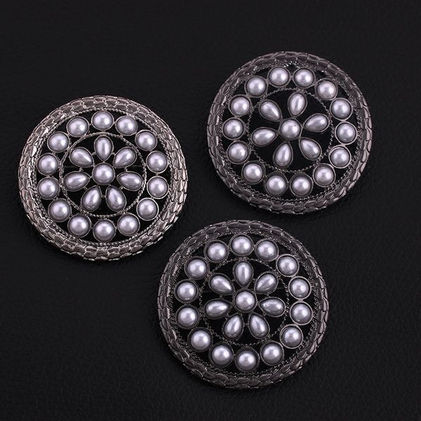 

gugutree brooch breastpin pearl flower patch badges applique patches for clothing hh-93, Black