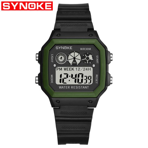 

mens watch luxury sports watches electronic analog digital military pu plastic band army led 30m waterproof outdoor wristwatches clock, Slivery;brown