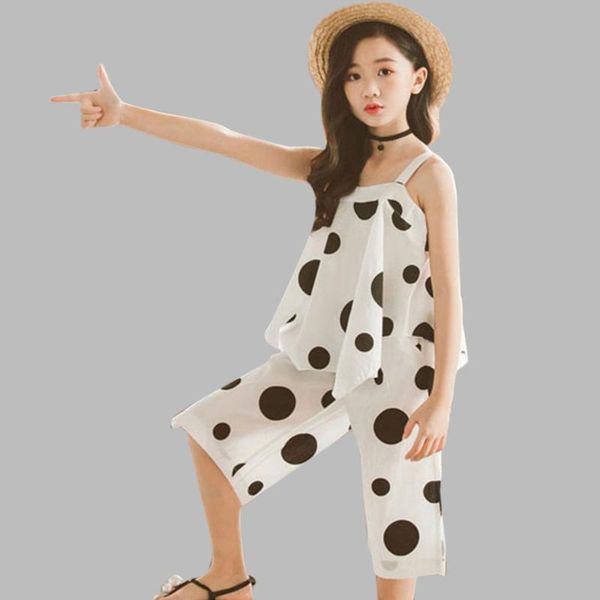 

kids girls clothes set solid vest + short 2pcs girl set clothes teenage children's summer 6 8 10 12 13 14 year, White