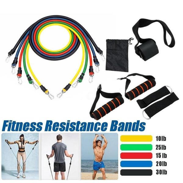 

pull tube 11pcs / set natural rubber latex fitness re sistance bands exercise elastic pull string fitness equipment &w