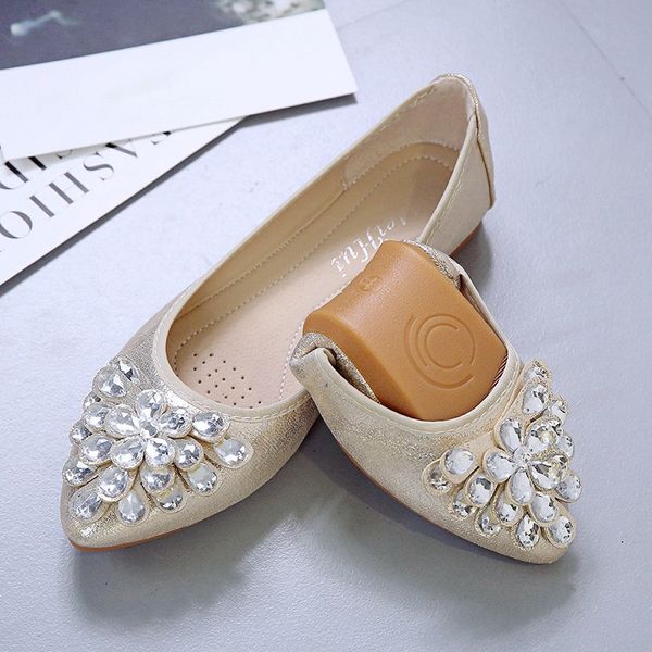 

rimocy gold silver rhinestones flats women slip on soft bottom casual shoes woman spring and autumn ladies crystals single shoes, Black