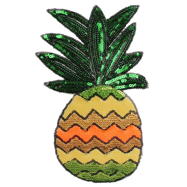 

embroidery sequined pineapple patches for jackets,embroidered fruits badges appliques for jeans,patches for clothing a114, Black