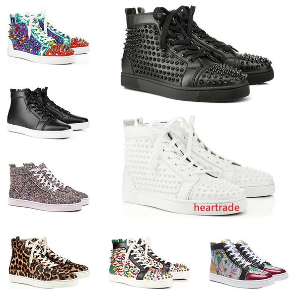 

with ]2019 designer fashion s shoes studded spikes flat sneakers for men women leather casual rivet sneakers