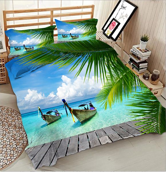 

parure de lit adulte 4 pieces 3d bedding sets california king bedsheet pillowcase bed cover flat sheet bed linen scenery