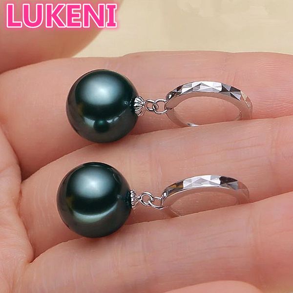 

genuine s925 sterling silver 10-12mm tahiti style natural sea shells pearl drop earrings fashion jewelry for women ing
