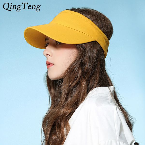 

2019 new visor baseball cap flexible size empty hat women casual beach hat men sports sun visor golf casquette, Blue;gray