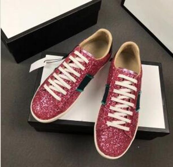 

designer sneakers ace genuine leather flats men women classic casual shoes python tiger bee flower embroidered cock love sneakers 034, Black