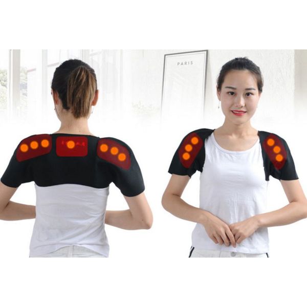 

self heating shoulder support breathable thermal wrap protector warmer brace for elderly pregnant women men hf, Black;blue