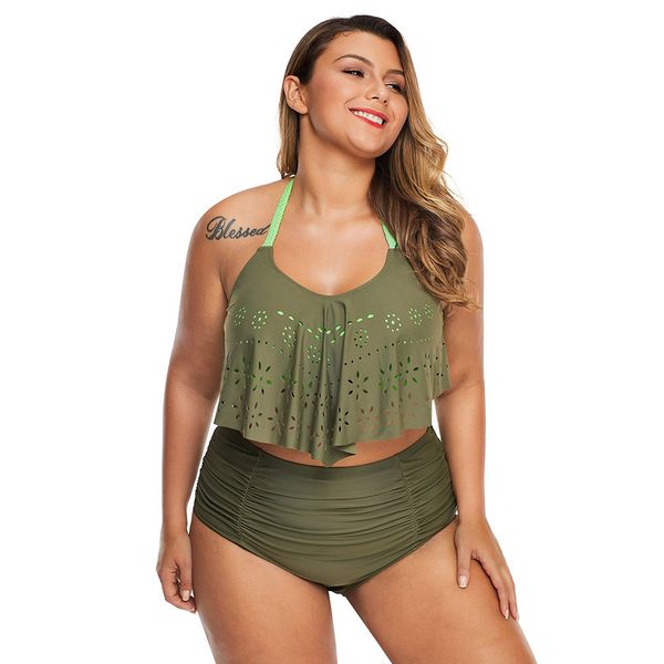 

women's plus size swimsuit two piece pin up tankini swimwear, White;black