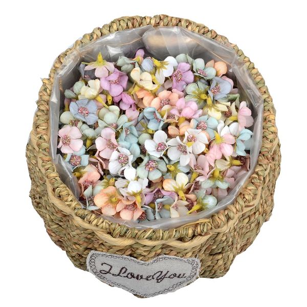 

50pcs 2cm multicolor plum blossom flower heads mini silk artificial flowers for wreath scrapbooking home wedding decoration