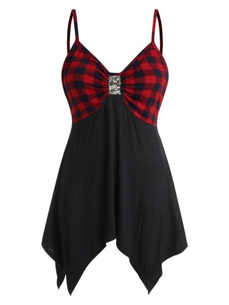 

rose gal plus size plaid tank women summer sleeveless sequins women tees casual tanks 5xl camisole long shirt, White