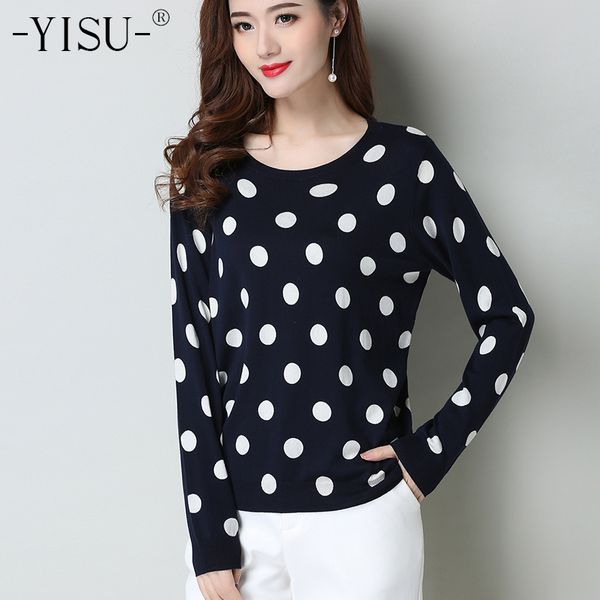 

yisu printed sweater 2019 spring sweater female knitted jumper women warm pullover pull femme dot printing, White;black