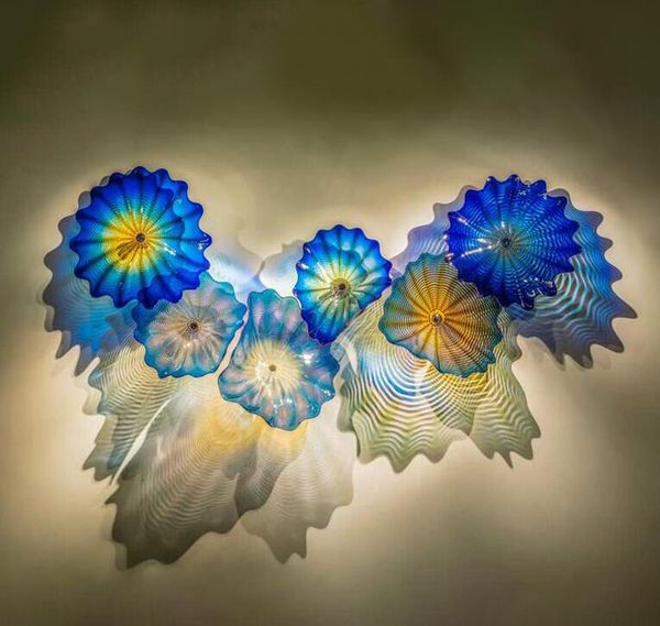 

blue colored lamps contemporary hand made lighting murano glass abstract wall art lights