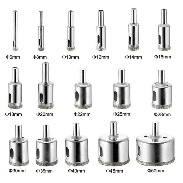 

diamond coated drill bit set 6mm-50mm tile marble glass ceramic hole saw drilling bits for power tools