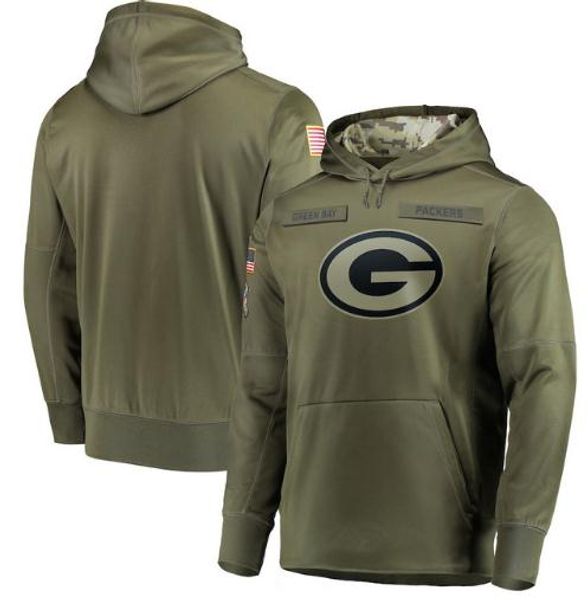 

2018 men green bay sweatshirt packers salute to service sideline therma performance pullover hoodie olive, Black