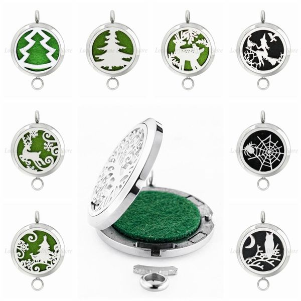 

christmas tree 30mm stainless steel removable diffuser bracelet essential oil perfume bracelets women 10pcs pads, Black