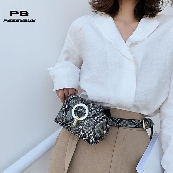 

fashion snake print belt bag women serpentine pu leather waist bags female fanny pack chest bags mini phone pouch design heuptas