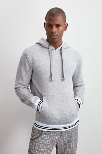 

trendyol male hooded kangaroo pocket sweatshirt tmnaw20sw0699, Black
