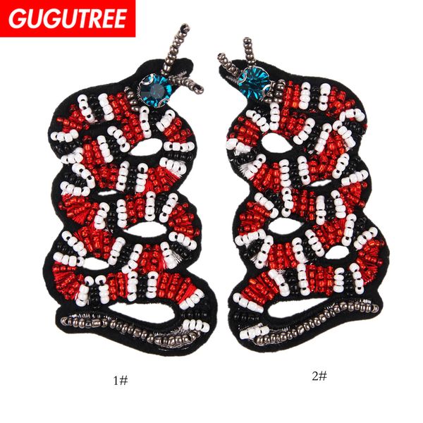 

gugutree embroidery beaded snake patches,crystals diamonds sequined applique patch for coat,t-shirt,hat,bags,sweater,backpack bdp-100, Black