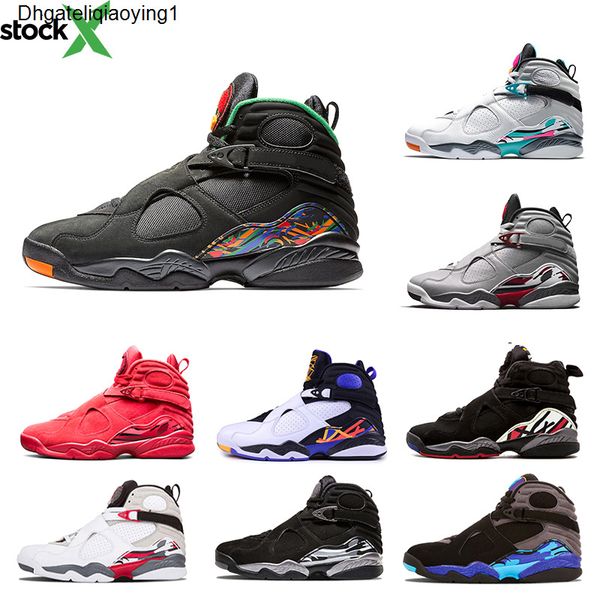 

fashion quai 54 south beach white aqua raid red 8 vii 8s mens basketball shoes valentine's day chrome countdown pack men sports sneaker, Black