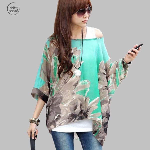 

шифоновое платье дамы цветочные печати вскользь batwing втулки богемского платья плюс размер женская одежда дизайнерская одежда, Black;gray