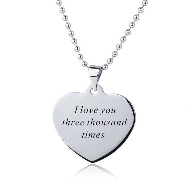 

neutral necklace creative i love you 3000 times necklace film with heart pendant souvenir, Silver