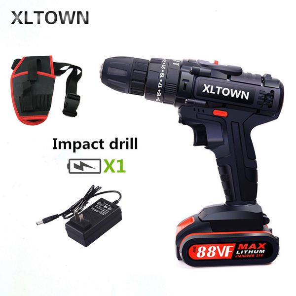 

xltown 21v impact drill rechargeable electric screwdriver multifunction household hand drill lithium battery power tool