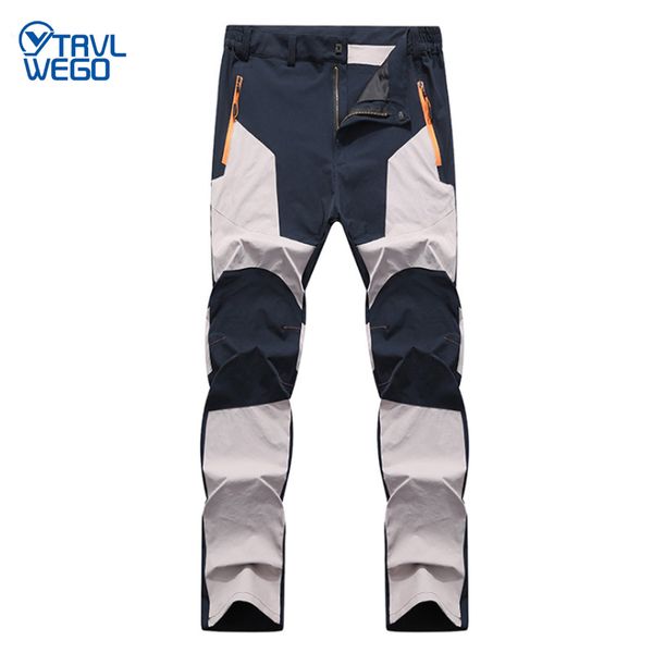 

trvlwego men hiking pants wear-resistant quick dry uv resistant active pant man waterproof elastic trousers 4xl climbing summer, Black;green