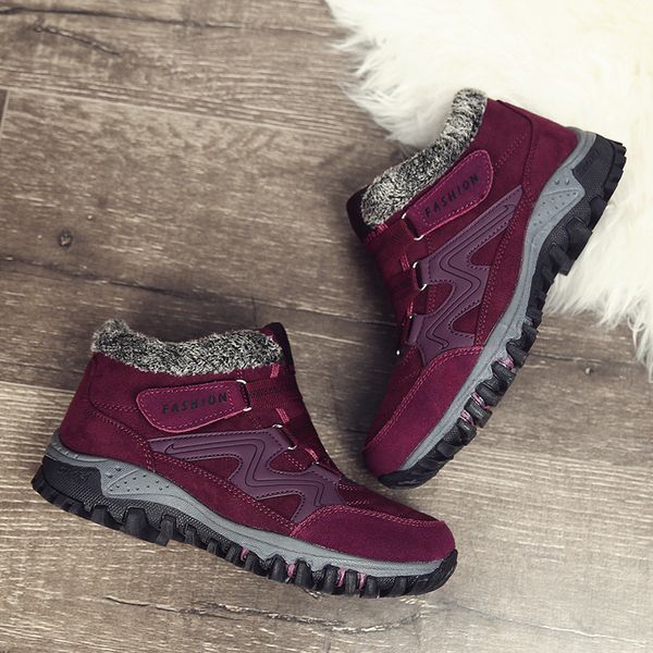

women winter thermal villi boots leather platform high warm shoes hsj88, Black