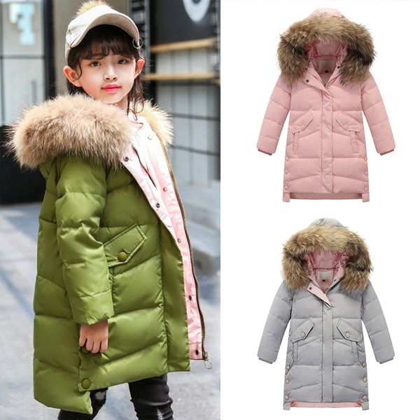 

новая девушка зима хлопка ватник детей искусственного меха пальто детская верхняя одежда теплый parka вниз с капюшоном куртки девочки одежда, Blue;gray