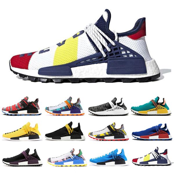 

human race trail pharrell williams men women nmds running shoes black white yellow red nerd sports outdoor designer sneakers