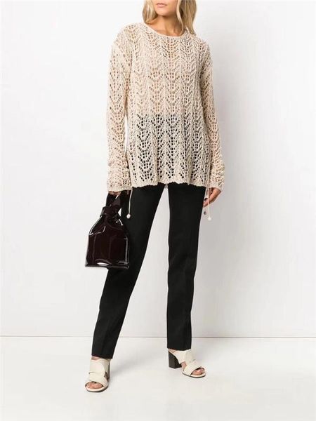 

women sweater semi-transparent knit pullover 100% cotton sweater 2020 summer, White;black