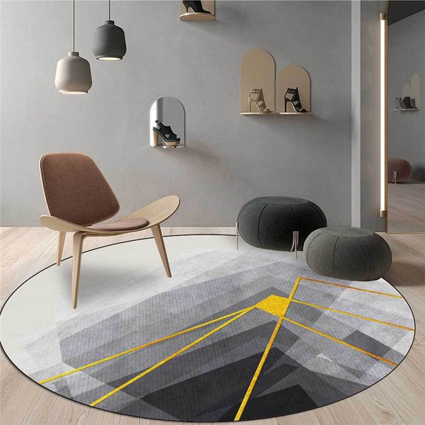 

fashion modern round carpet grey gold linen soft living room bedroom bedside chair rugs non-slip bath mats tapetes tapis custom