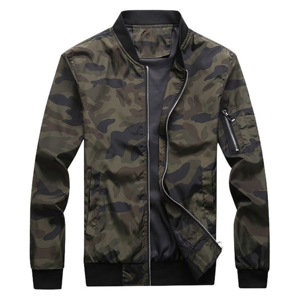 

feitong fashion brand men's coat camouflage jacket men casual long sleeve stand neck coat with zipper male windbreaker m-5xl, Black;brown