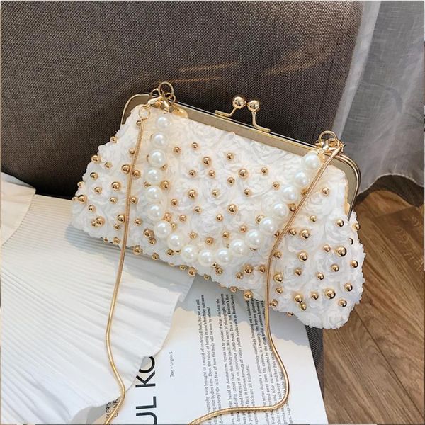 

casual pearl chain clip women handbags ladies totes crossbody bags fashion female shoulder messenger bags purses